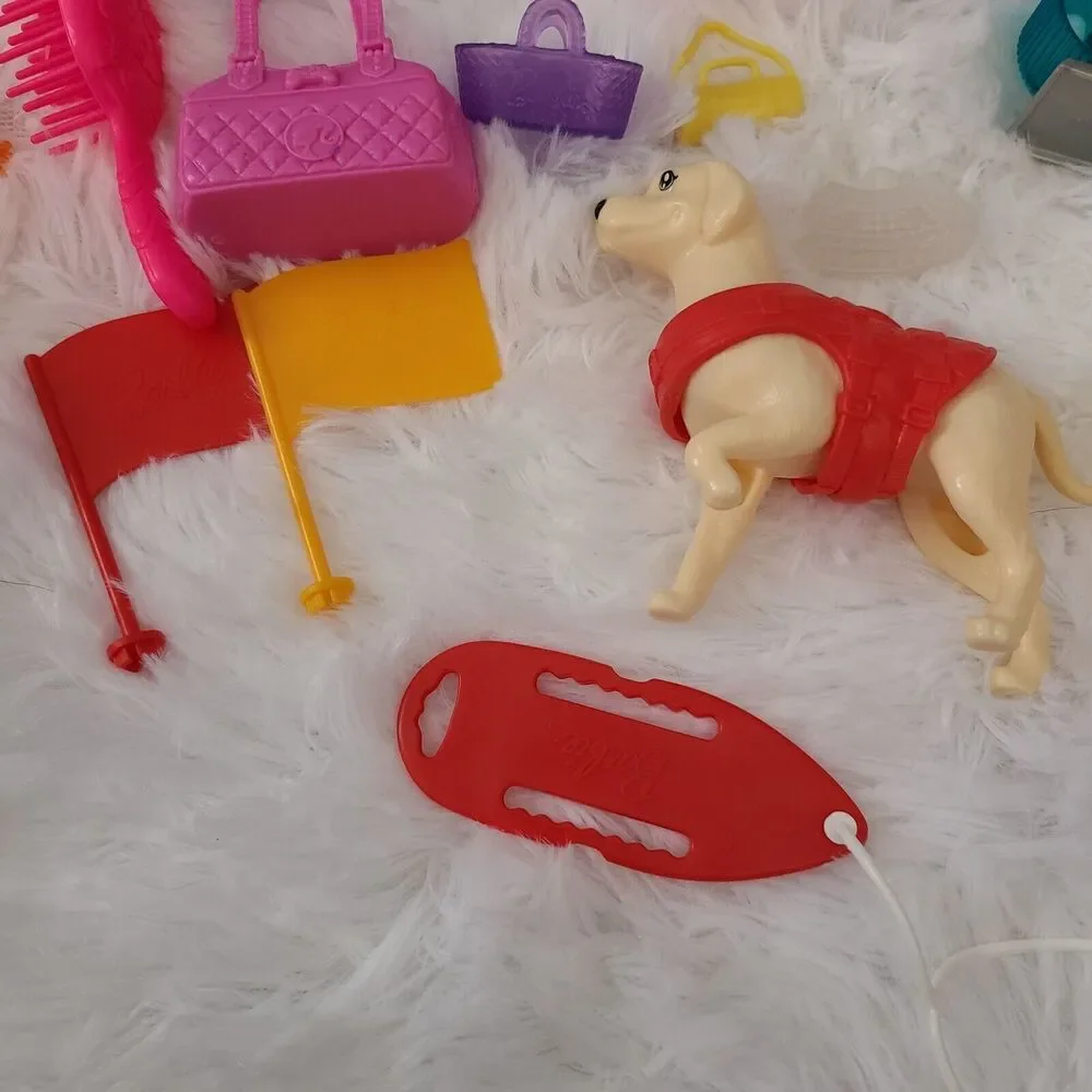 Barbie Doll Pet And Accessories Lot Pet Carrier Puppy Bed + More Dog Cat Monkey